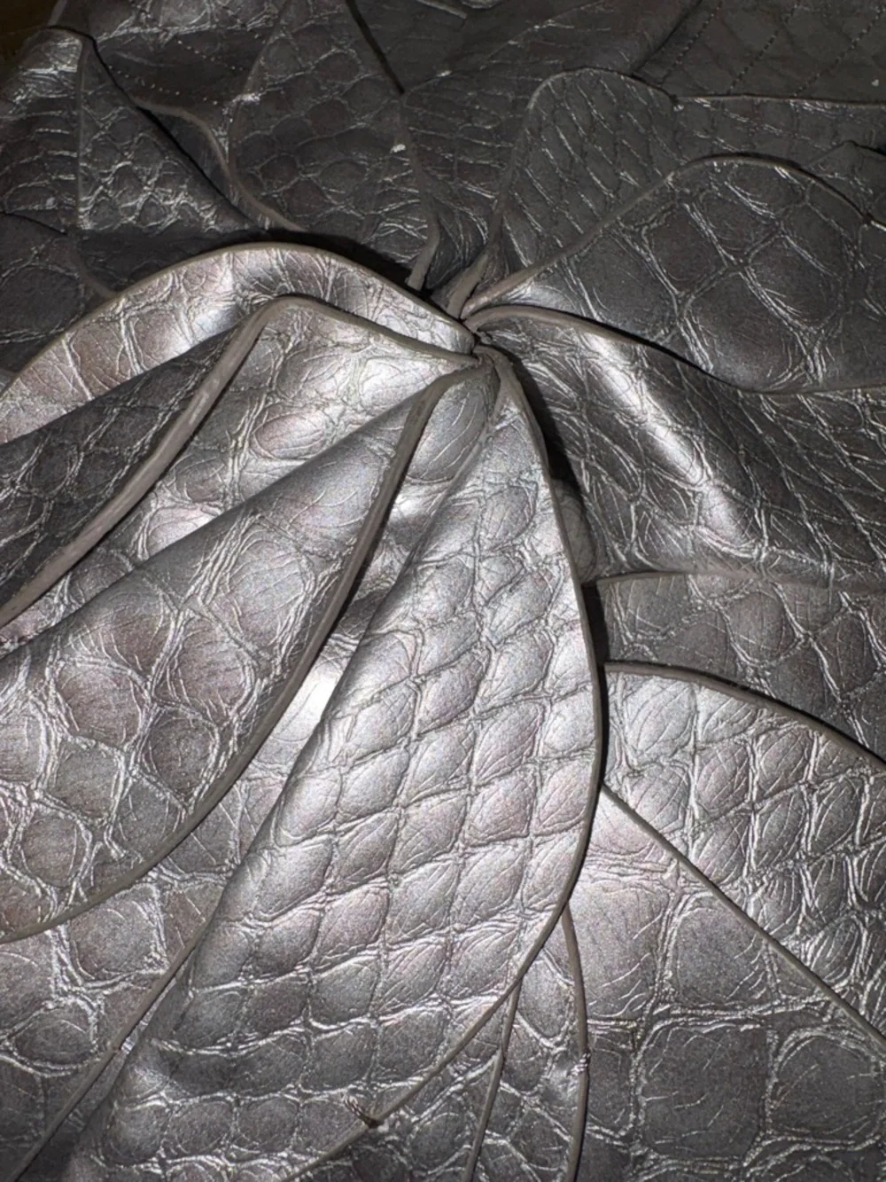 Jessica Simpson Metallic Croc Embossed Bow Satchel Tote Bag